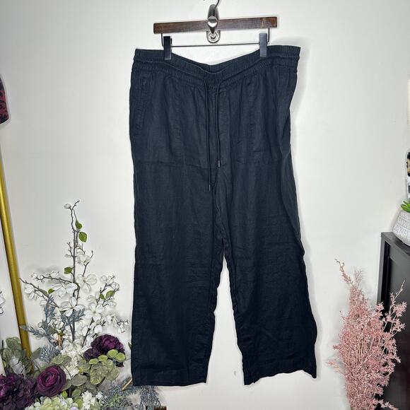 ATHLETA Retreat Linen Wide Leg High Rise Pant Black Sz 2X {3D11} - Picture 3 of 7
